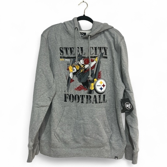 47 Other - NWT Men's '47 Gray Pittsburgh Steelers Regional Headline Pullover Hoodie Size Lg